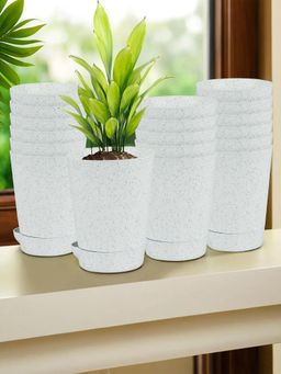 Kuber Industries - Marble Titan Flower Pot for Home & Garden 4 Inch Pack of 18 White (Pack of 18)