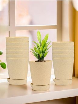 Kuber Industries - Marble Titan Flower Pot for Home & Garden 4 Inch Beige (Pack of 12)