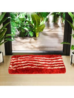 Kuber Industries - Lining Far Anti-Skid Door Mat for Home Red & Cream