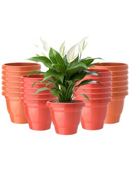 Kuber Industries - (Pack of 24) 2-Layer Flower Pot for Home Decor (6 Inch) Red & Orange