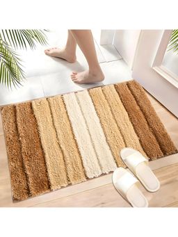 Kuber Industries - 24x16 Inch Rectangle Door Mats for Home Stripes - Cream & Brown