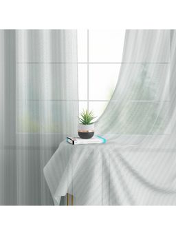 Story@Home - Door Polyester Transparent Curtain Grey, Self Design (Pack of 2) (7 feet)
