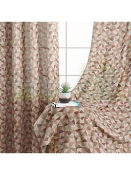 Story@Home - Door Polyester Transparent Curtain Brown, Red, Printed (Pack of 2) (7 feet)