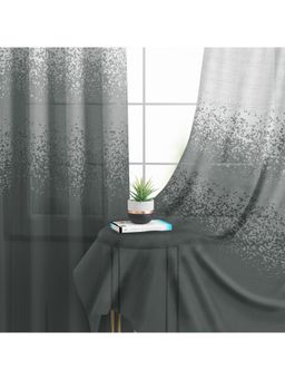 Story@Home - Door Polyester Transparent Curtain White, Black, Printed (Pack of 2) (7 feet)