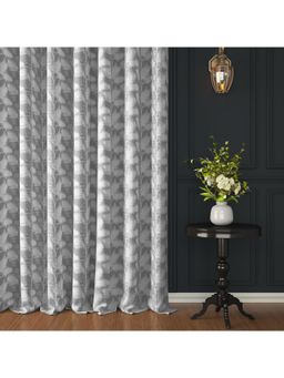 Story@Home - Door Jacquard Room Darkening Curtain Grey, Printed (Pack of 2) (7 feet)