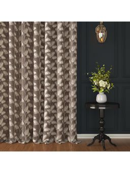 Story@Home - Door Jacquard Room Darkening Curtain Dark Brown, Printed (Pack of 2) (7 feet)