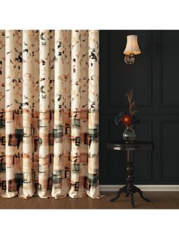 Story@Home - Door Polyester Blackout Curtain Beige, Printed (Pack of 2) (7 feet)