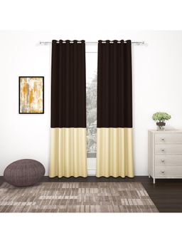 Story@Home - Door Silk Curtain Brown, Solid (Pack of 2) (7 feet)