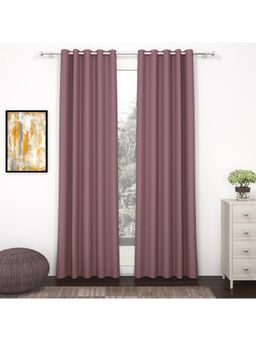 Story@Home - Door Polyester, Silk Blackout Curtain Burgundy, Solid (Pack of 2) (7 feet)