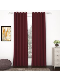 Story@Home - Door Polyester, Silk Blackout Curtain Maroon, Solid (Pack of 2) (7 feet)