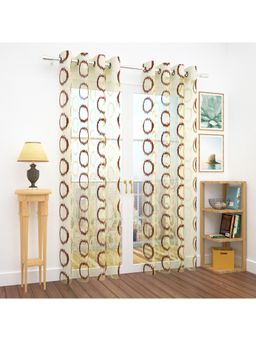 Story@Home - Door Polyester Semi Transparent Curtain Single Curtain Cream Printed (7 feet)