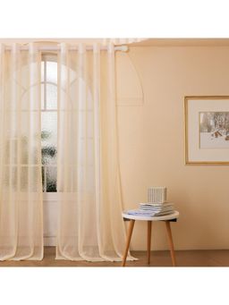 Story@Home - Door Polyester Semi Transparent Curtain Single Curtain Beige, Plain (7 feet)
