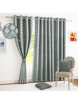 Story@Home - Door Polyester Room Darkening Curtain Grey Printed (Pack of 2) (7 feet)