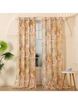 Story@Home - Long Door Polyester Transparent Curtain Cream, Yellow, Self Design (Pack of 2) (8 feet)