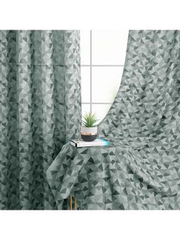 Story@Home - Shower Polyester Transparent Curtain Grey, Printed (Pack of 2) (8 feet)