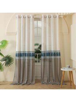 Story@Home - Shower Polyester Transparent Curtain White, Ivory, Printed (Pack of 2) (8 feet)