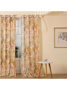 Story@Home - Long Door Polyester Transparent Curtain Single Curtain Cream,Orange, Self Design (8 feet)