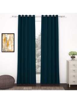 Story@Home - Shower Polyester, Silk Blackout Curtain Dark Teal Blue, Solid (Pack of 2) (8 feet)