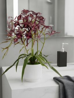 Aarvi Decor - Red Pu Foam Elegant Star Orchid Arrangement Pot With Flower