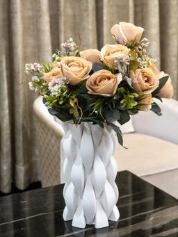 Aarvi Decor - Beige Rose Silk Bunch Single Stem Flower