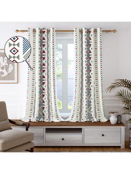Story@Home - Window Cotton Room Darkening Curtain White, Grey, Printed (Pack of 2) (5 feet)