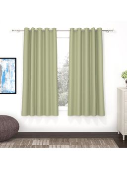 Story@Home - Window Polyester, Silk Blackout Curtain Light Green, Solid (Pack of 2) (5 feet)