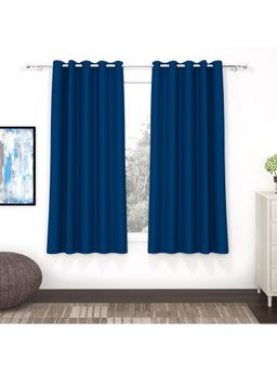 Story@Home - Window Polyester, Silk Blackout Curtain Navy Blue, Solid (Pack of 2) (5 feet)