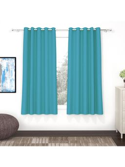 Story@Home - Window Polyester, Silk Blackout Curtain Ocean Blue, Solid (Pack of 2) (5 feet)