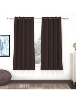 Story@Home - Window Polyester, Silk Blackout Curtain Dark Brown, Solid (Pack of 2) (5 feet)