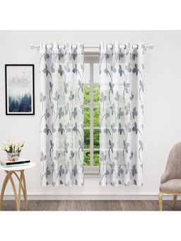 Story@Home - Bedspun Window Polyester Semi Transparent Curtain White (Pack of 2) (5 feet)