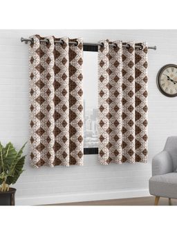 Story@Home - Window Polyester Semi Transparent Curtain Dark Brown, Printed (Pack of 2) (5 feet)