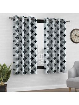 Story@Home - Bedspun Window Polyester Semi Transparent Curtain Grey, Black (Pack of 2) (5 feet)