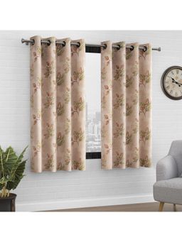 Story@Home - Window Polyester Semi Transparent Curtain Brown, Printed (Pack of 2) (5 feet)