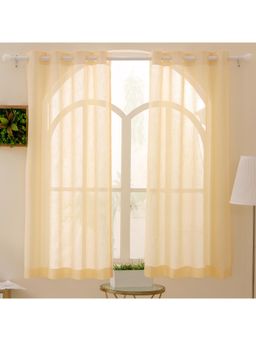 Story@Home - Window Polyester Semi Transparent Curtain Beige, Printed (Pack of 2) (5 feet)