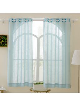 Story@Home - Window Polyester Semi Transparent Curtain Sky Blue, Solid (Pack of 2) (5 feet)