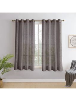 Story@Home - Window Polyester Semi Transparent Curtain Brown, Solid (Pack of 2) (5 feet)