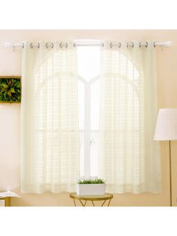 Story@Home - Window Polyester Semi Transparent Curtain Off White, Printed (Pack of 2) (5 feet)