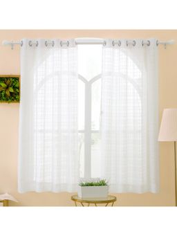 Story@Home - Window Polyester Semi Transparent Curtain White, Printed (Pack of 2) (5 feet)