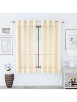 Story@Home - Window Polyester Semi Transparent Curtain Cream, Printed (Pack of 2) (5 feet)