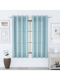 Story@Home - Window Polyester Semi Transparent Curtain Light Sky Blue (Pack of 2) (5 feet)