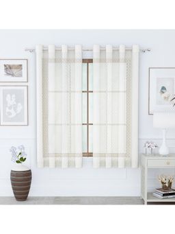 Story@Home - Window Polyester Semi Transparent Curtain Light White, Printed (Pack of 2) (5 feet)