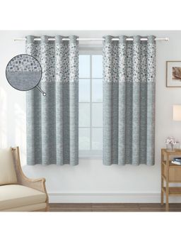 Story@Home - Window Polyester Room Darkening Curtain Blue,Grey, Printed (Pack of 2) (5 feet)