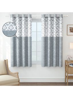 Story@Home - Window Polyester Room Darkening Curtain Grey, Printed (Pack of 2) (5 feet)