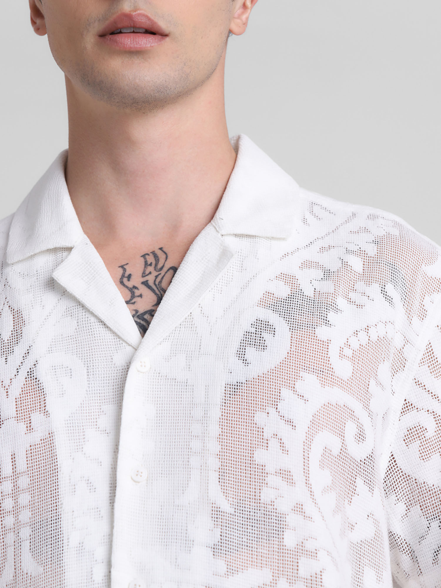 Buy Jack & Jones White Embroidered Sheer Shirt Online