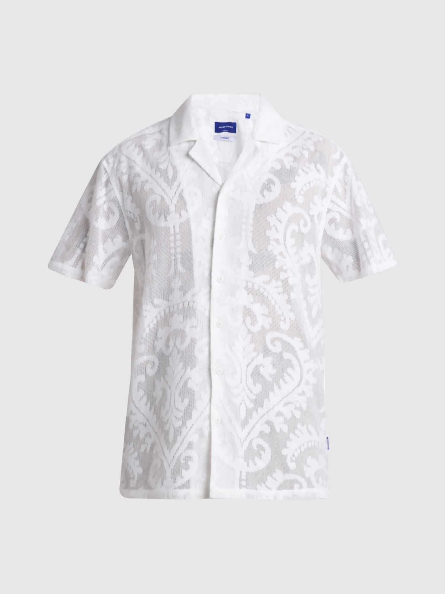 Buy Jack & Jones White Embroidered Sheer Shirt Online