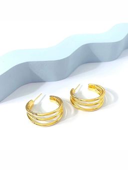 Putstyle - Stylish Pair Of Gold Plated Triple Rings Hoop Earrings