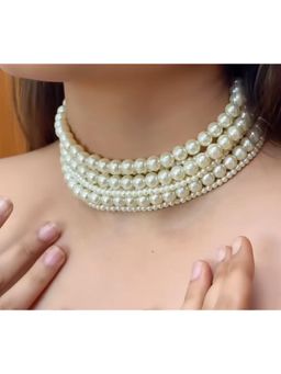 Putstyle - Multi-Strand Pearl Choker Necklace