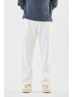 Snitch - Mens White Cotton Blend Solid Trackpant