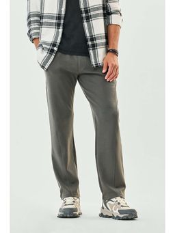Snitch - Mens Grey Cotton Blend Solid Trackpant