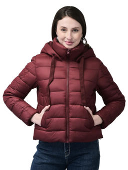 WOODLAND - Women Maroon Solid Puffer Jacket